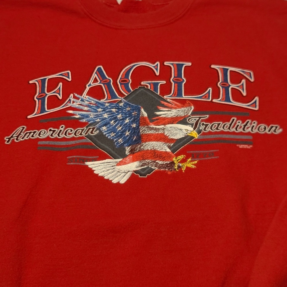 VTG Jerzees Sweatshirt Unisex XL Red Eagle American Tradition Graphic NuBlend
